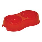 Miska podwójna dla psa i kota plastikowa czerwona