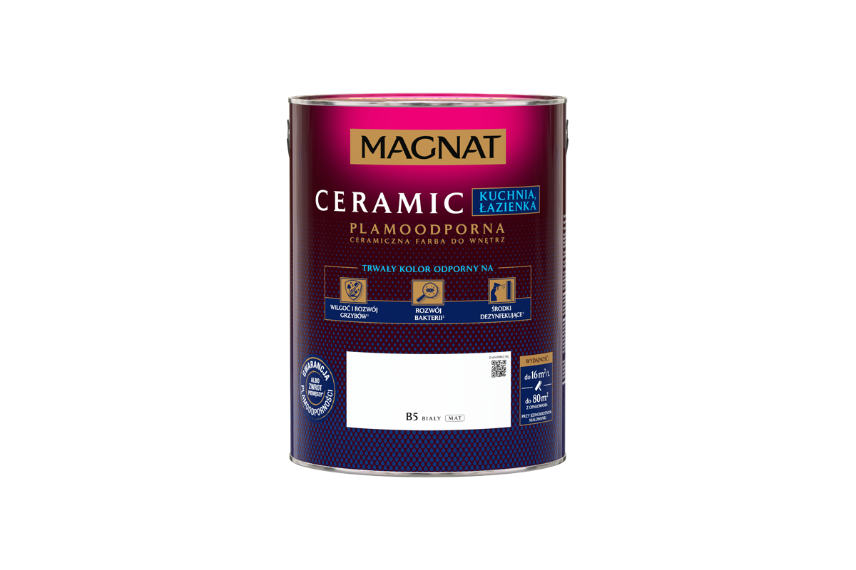 Farba ceramiczna MAGNAT Kitchen&Bathroom biel B5 5 l