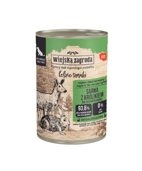 Karma mokra dla psa sarna z królikiem 400 g Wiejska Zagroda