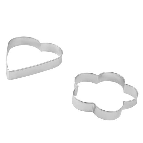 Komplet 2 wykrawaczek do ciastek dużych XL serduszko + kwiatek srebrny