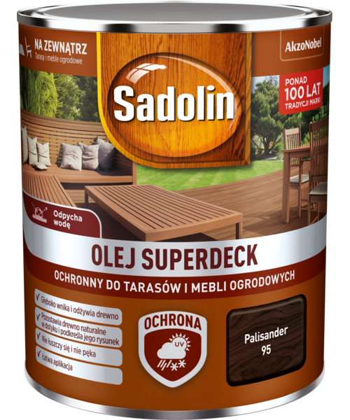 Olej do tarasów i mebli ogrodowych Superdeck Palisander 0,75 l Sadolin
