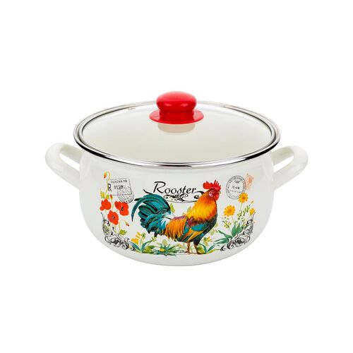 Garnek emaliowany Pyza Kogucik z pokrywką 18 cm 2,9 l
