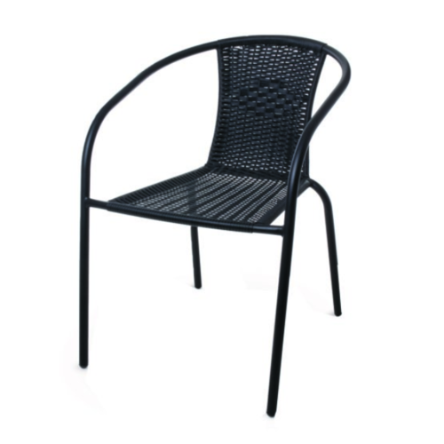 Fotel Bistro stal+rattan czarny