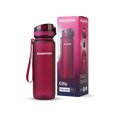 Butelka filtrująca City 800 ml bordowa