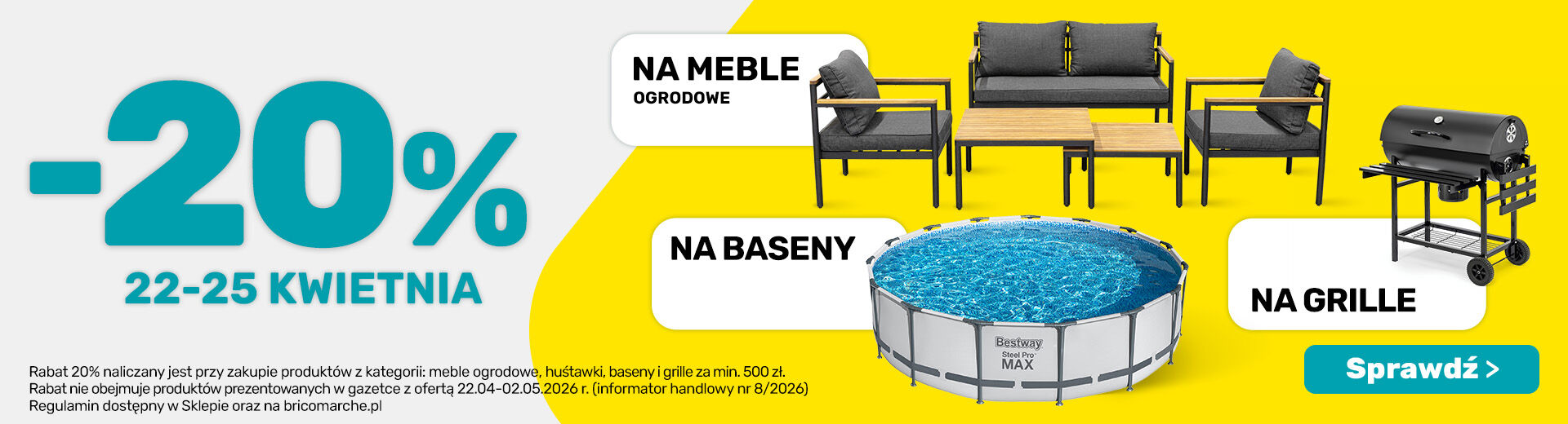 Rabat 20% na meble, grille, baseny