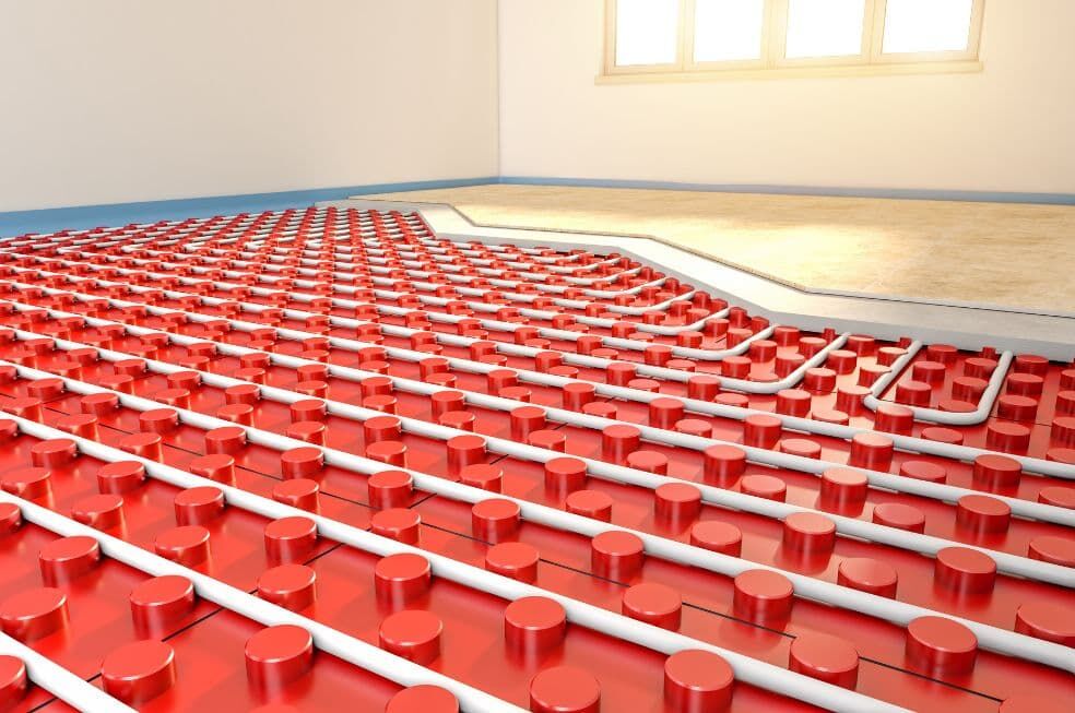 układ ogrzewania podłogowego pod płytkami