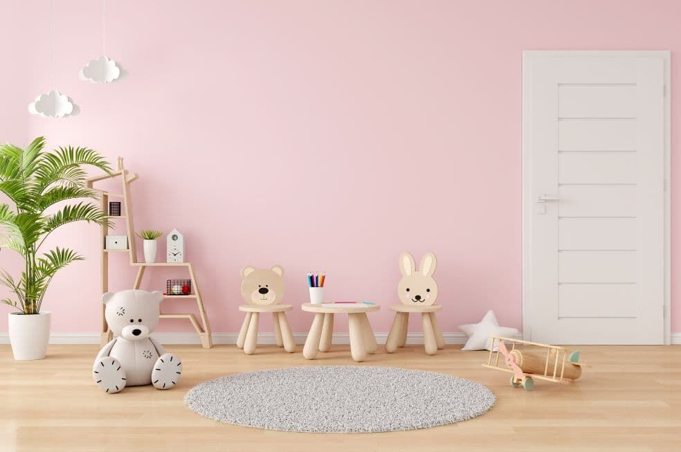 podłoga z paneli drewnianych w pokoju dziecka