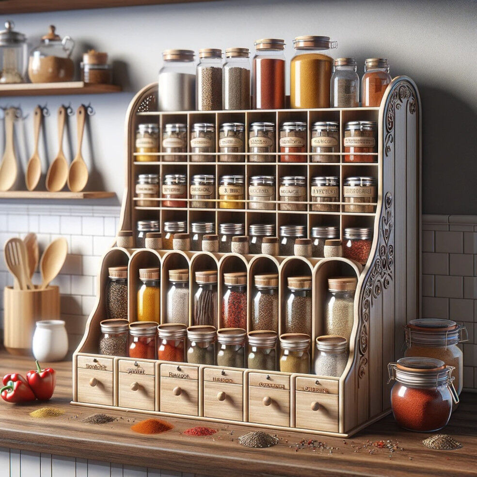 organizer na przyprawy ze sklejki