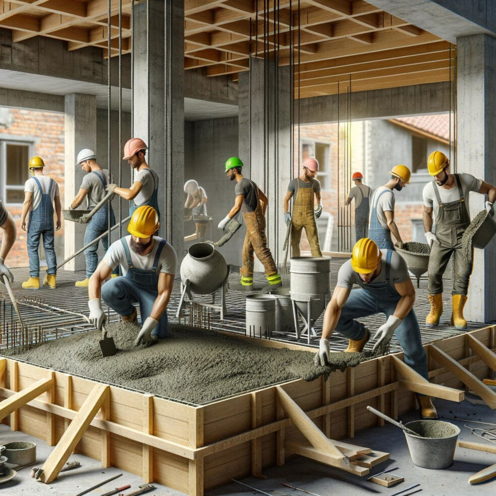 robotnicy na budowie