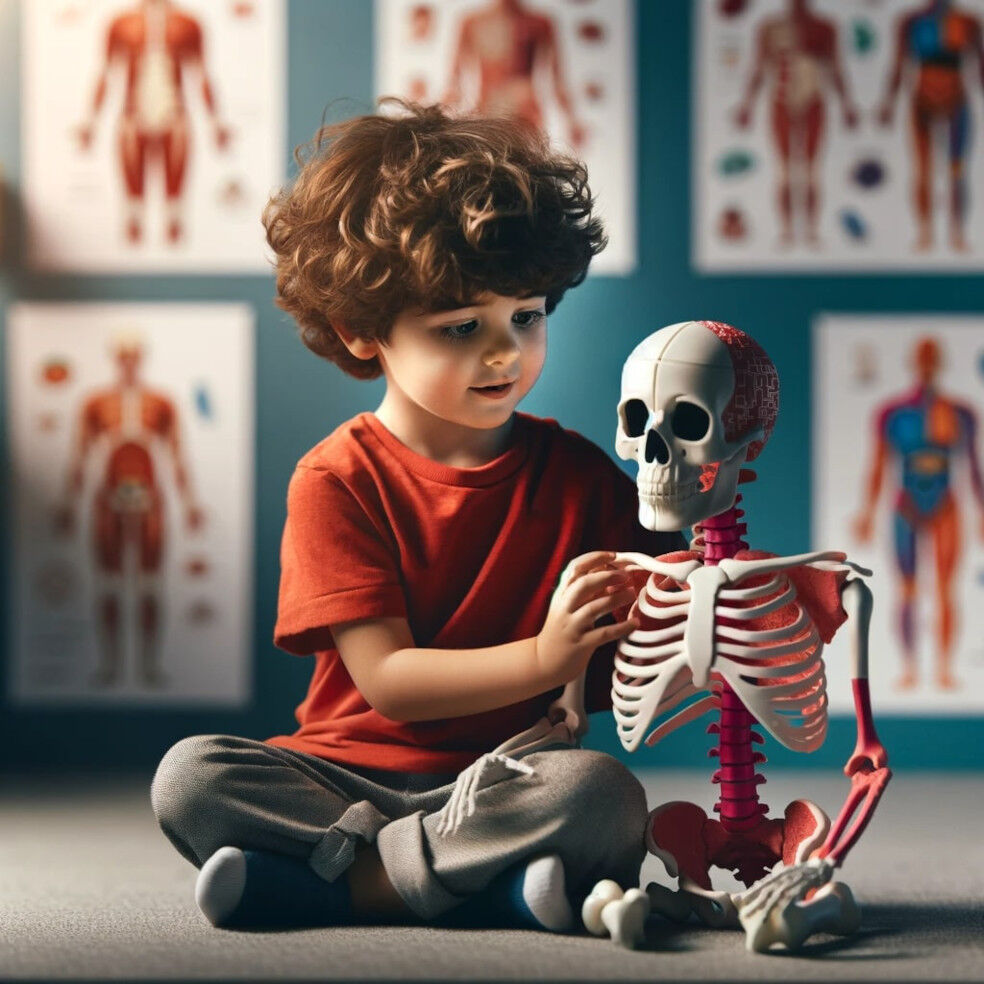 dziecko bawiące się modelem ze styropianu