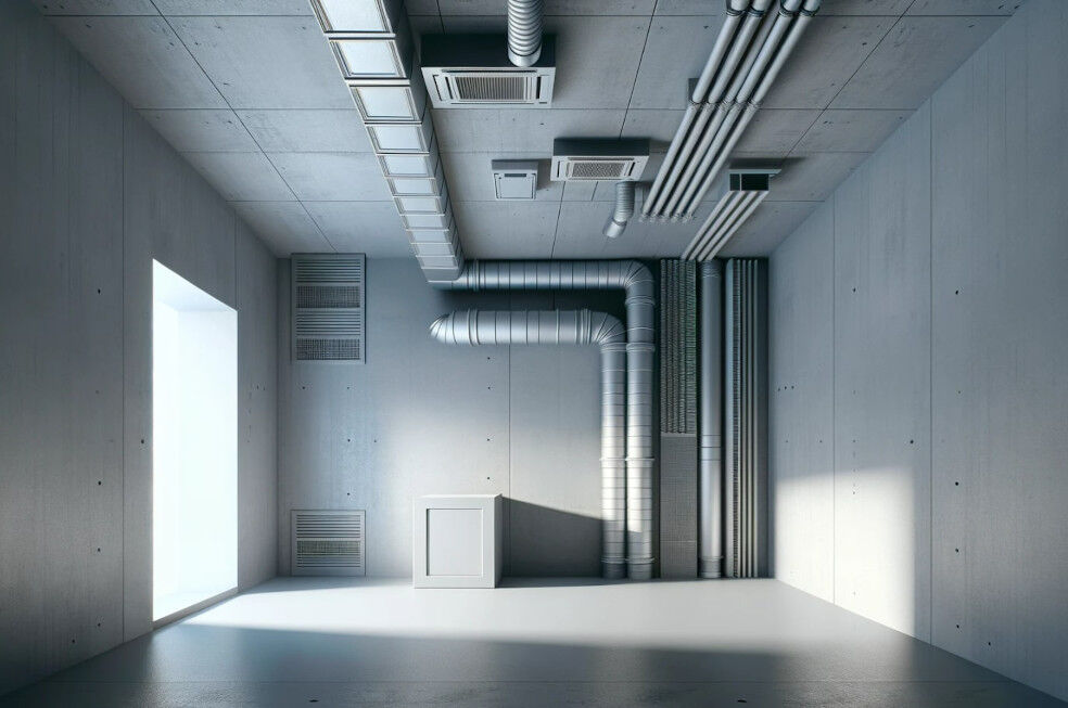 system wentylacji w pomieszczeniu bez okna