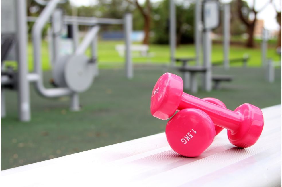 Hantelki w wyposażeniu siłowni zewnętrznej