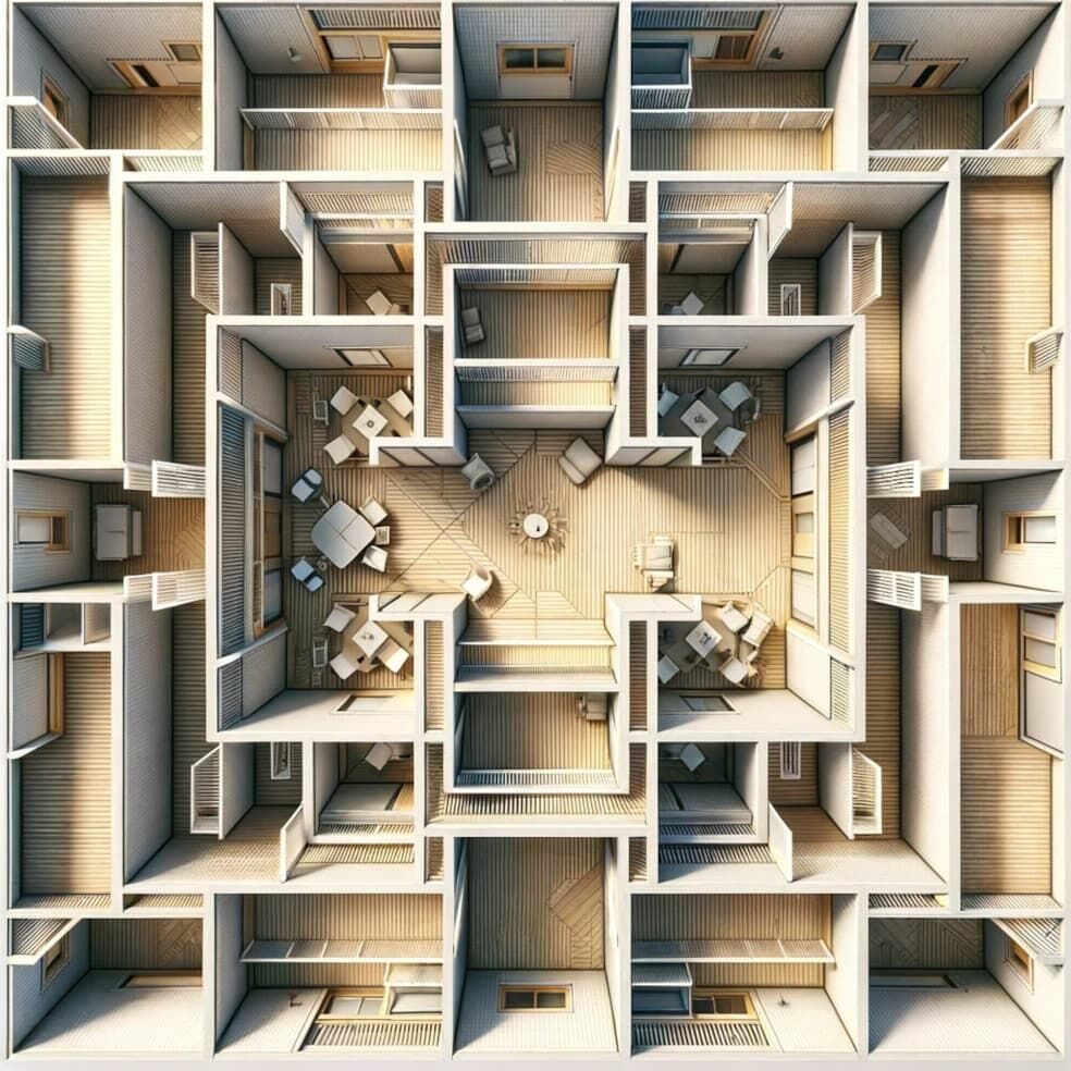 Rzut z góry na strop typu Teriva