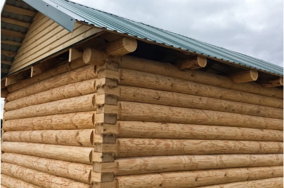 zdjęcie domku drewnianego z profilu