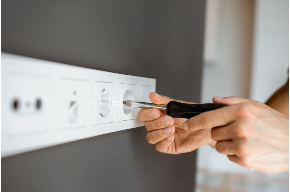 mężczyzna montujący gniazdko