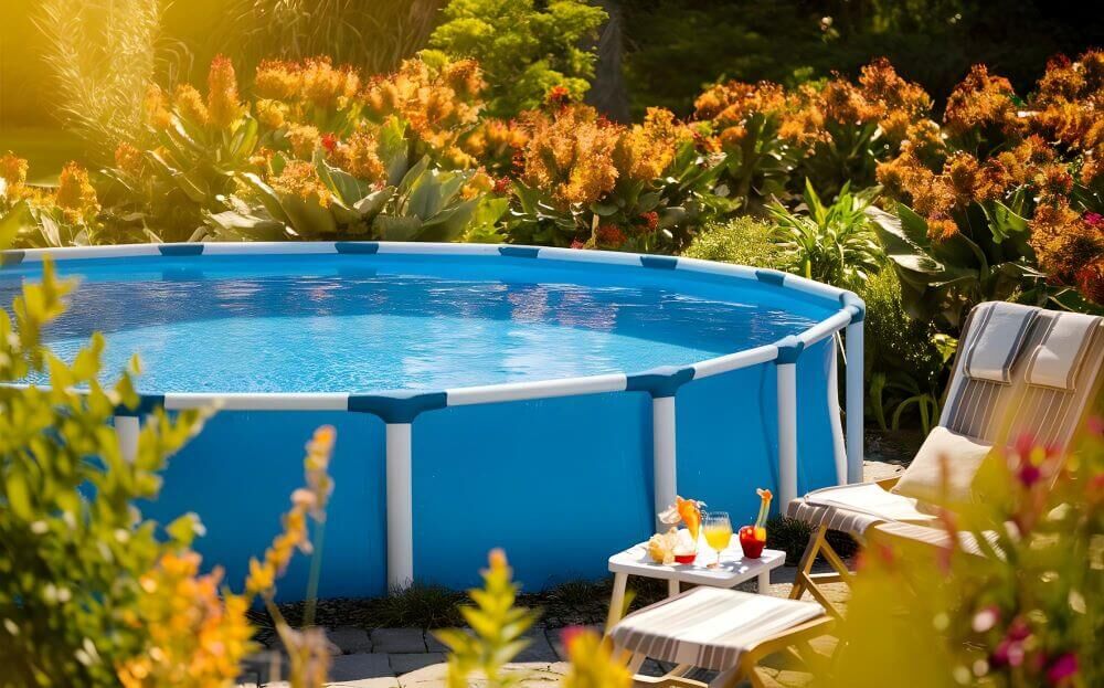 basen zaaranżowany w ogrodzie