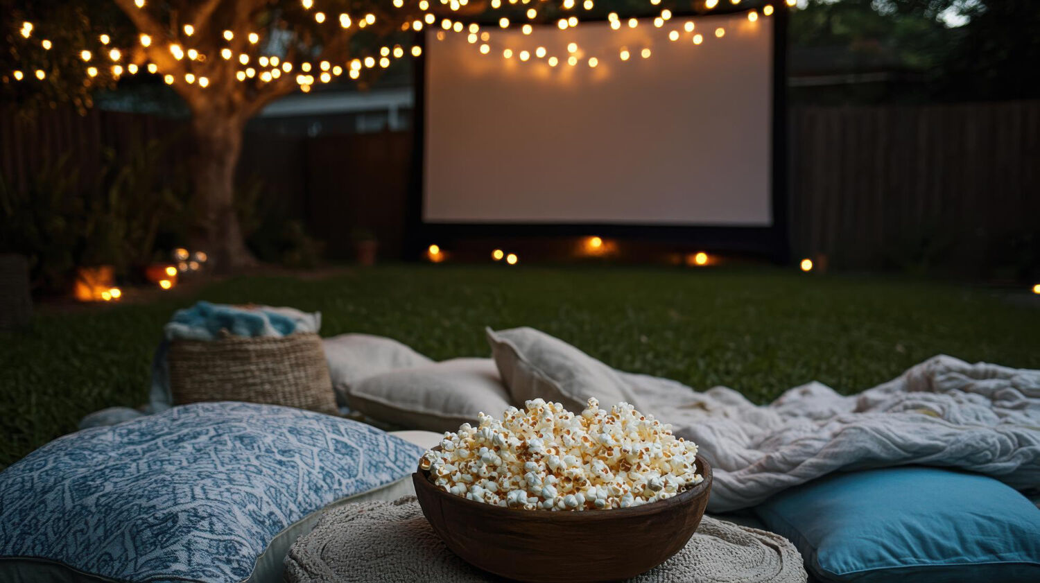 letnie kino w ogrodzie