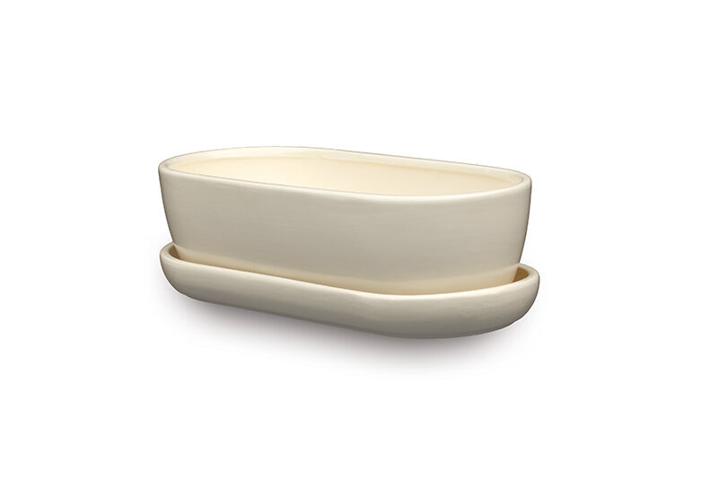 Donica ceramiczna kaktusiarka 1 z podstawką J1000 27,5 x 12,5 cm ecru