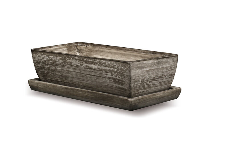 Donica ceramiczna Kaktusiarka Kwadrat Mały z podstawką R2223 29,5 x 13,5 cm szary