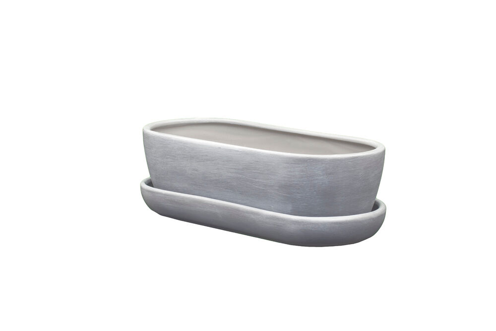 Donica ceramiczna Kaktusiarka 1 z podstawką R2224 27,5 x 12,5 cm szary