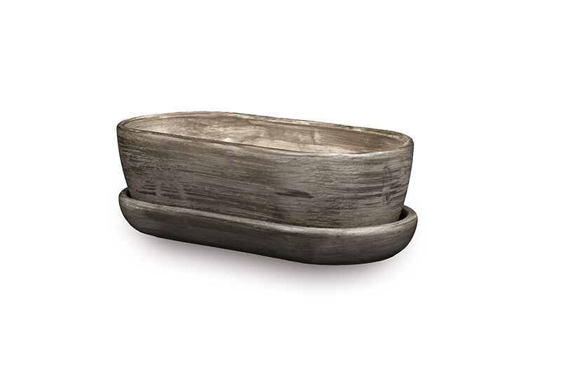Donica ceramiczna Kaktusiarka 1 z podstawką R2223 27,5 x 12,5 cm szary