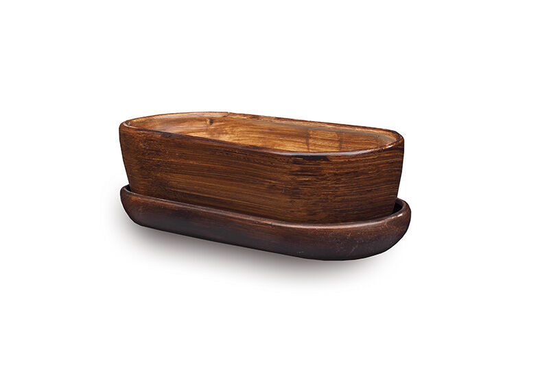 Donica ceramiczna Kaktusiarka 1 z podstawką R0723 27,5 x 12,5 cm brązowy