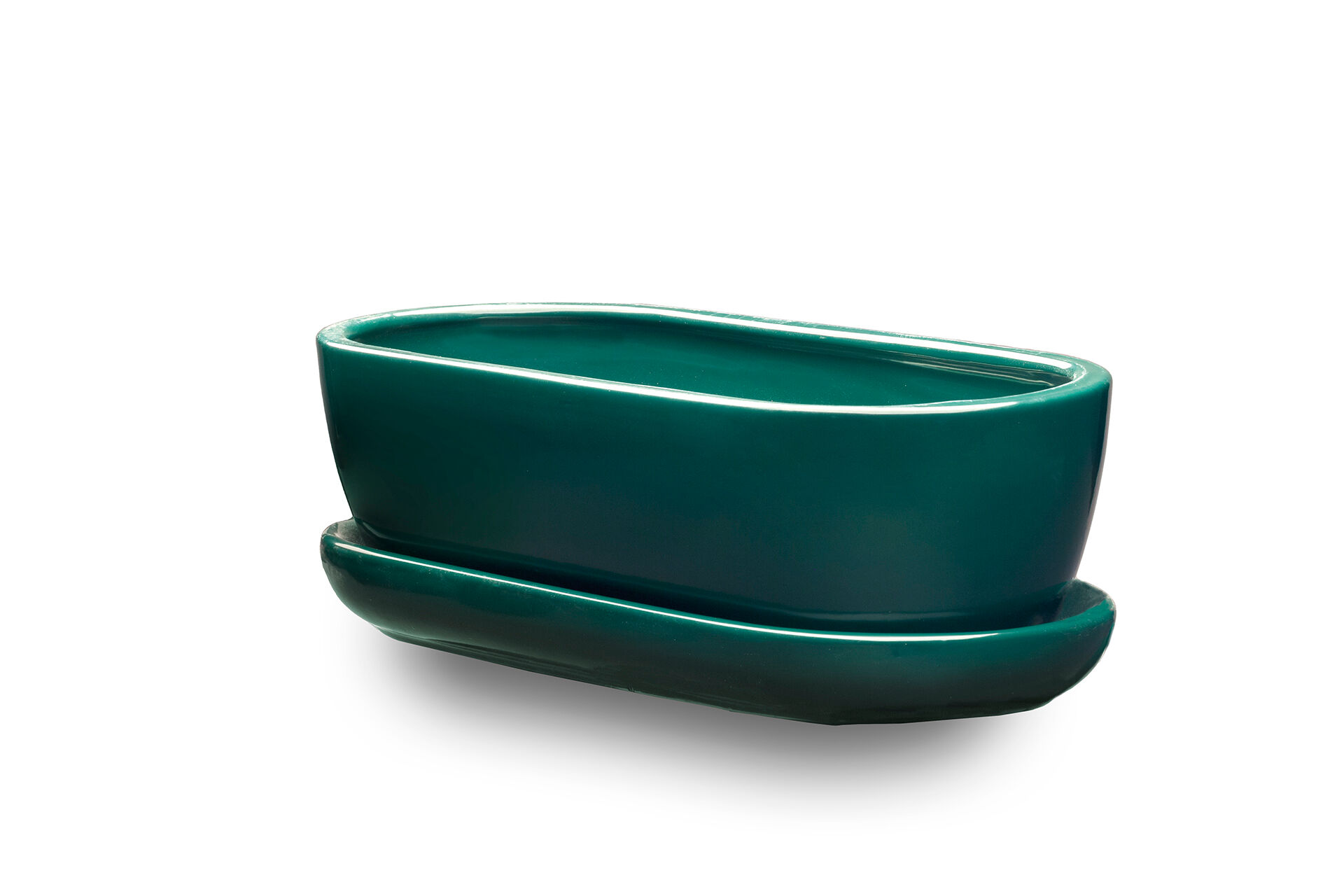 Donica ceramiczna Kaktusiarka 1 z podstawką J3800 27,5 x 12,5 cm zielony