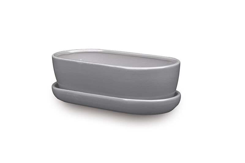 Donica ceramiczna Kaktusiarka 1 z podstawką J2200 27,5 x 12,5 cm szary