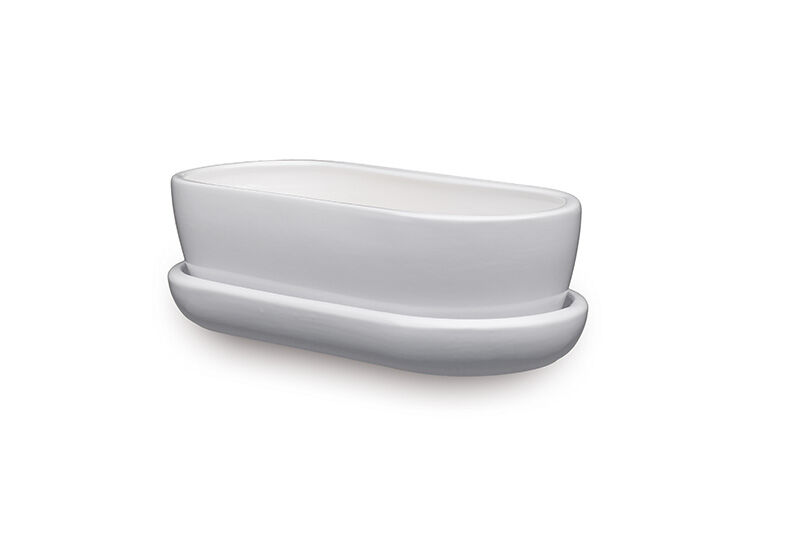 Donica ceramiczna Kaktusiarka 1 z podstawką J1500 27,5 x 12,5 cm biały