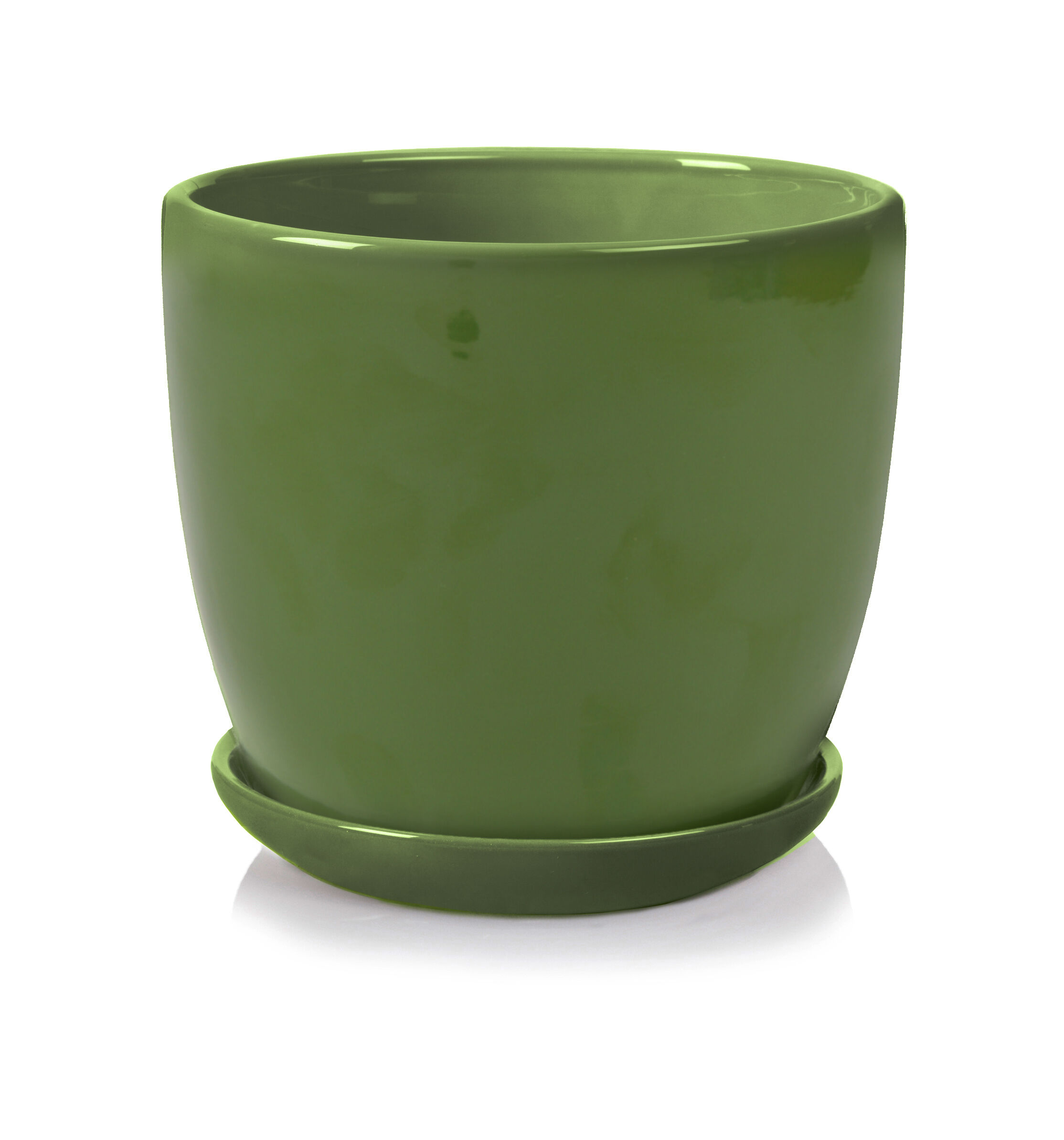Donica ceramiczna z podstawkiem zielony ciemny 14 cm