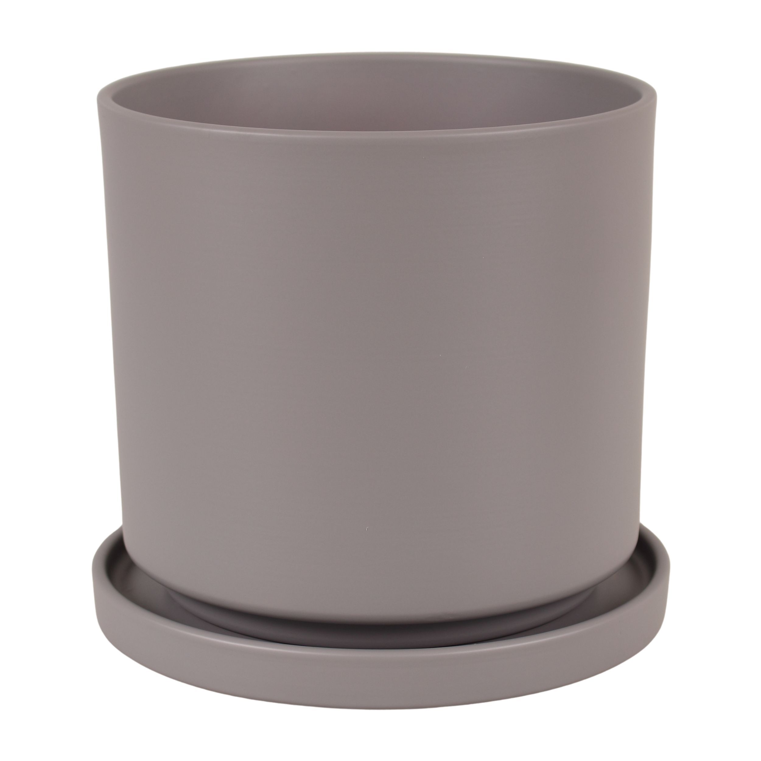 Doniczka cylinder 974 17 cm + podstawka basaltowy szary matowy