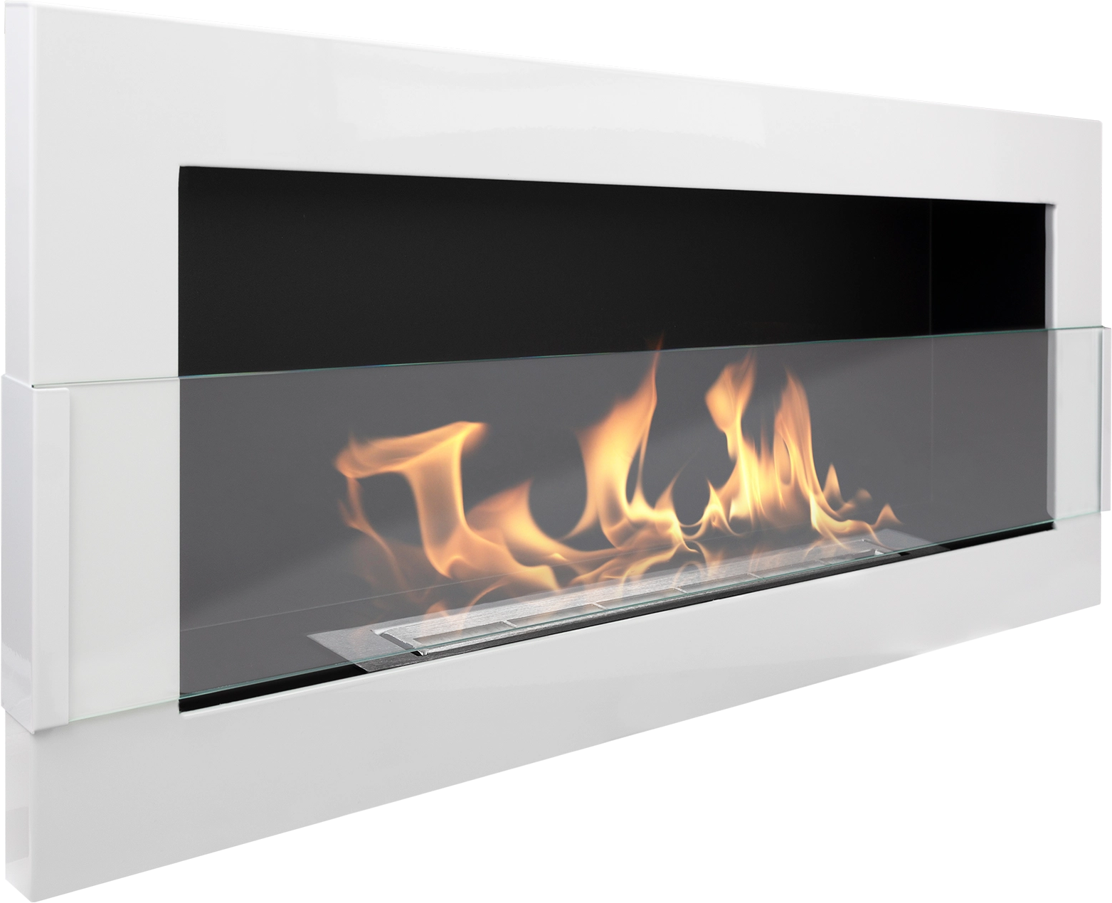 Biokominek 900 x 400 mm biały połysk z szybą