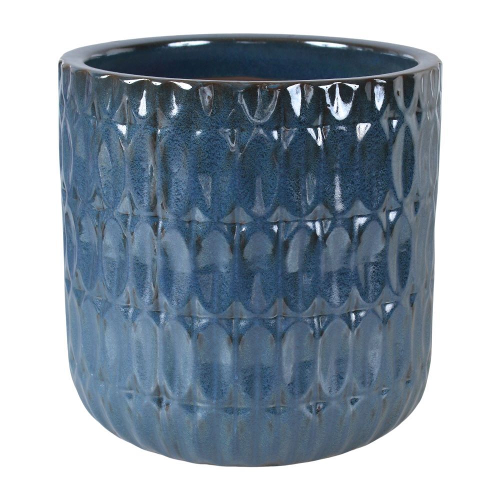 Donica szkliwo cylinder mrozoodporna 36,5 x 34,5 cm niebieski