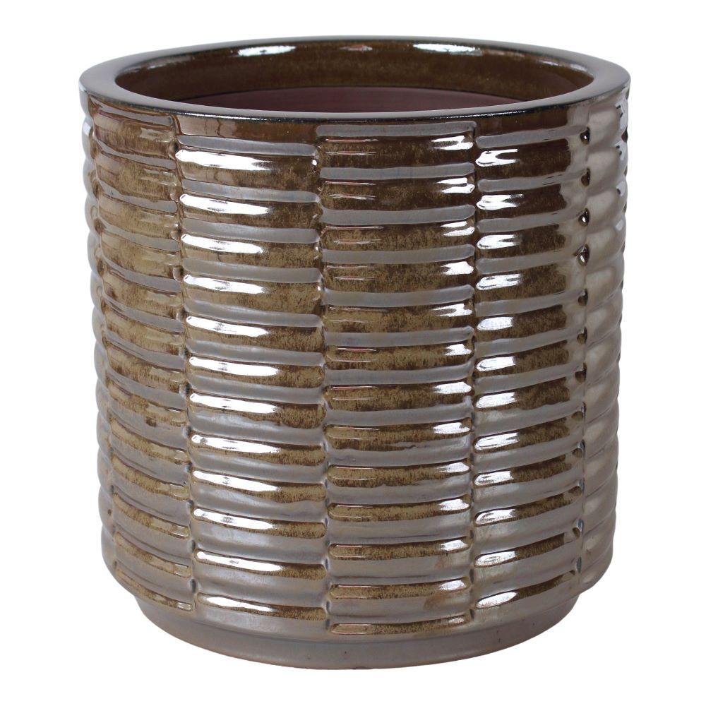 Donica szkliwo cylinder mrozoodporna 19 x 19 cm brązowy