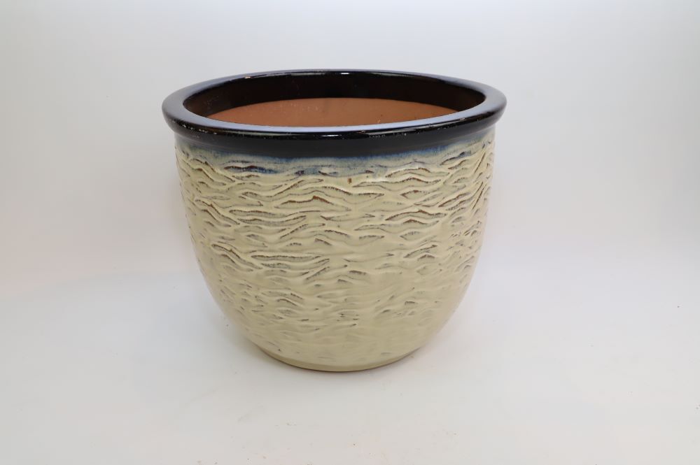 Donica mrozoodporna Treviso New Cream - Black top 28 x 23 cm beżowy