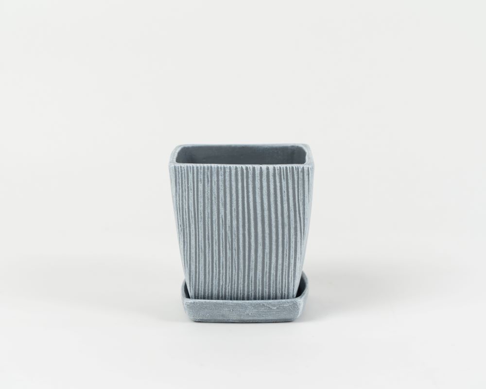Doniczka ceramiczna Kwadrat z podstawkiem 20 cm szary