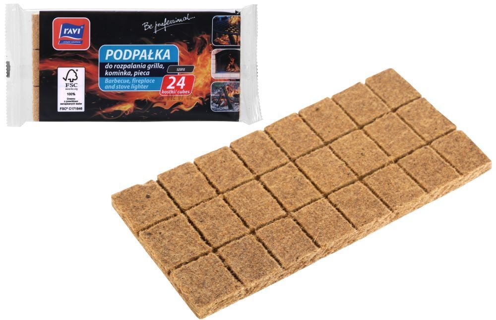 Podpałka szara do grilla, kominka 24 kostki miniaturka