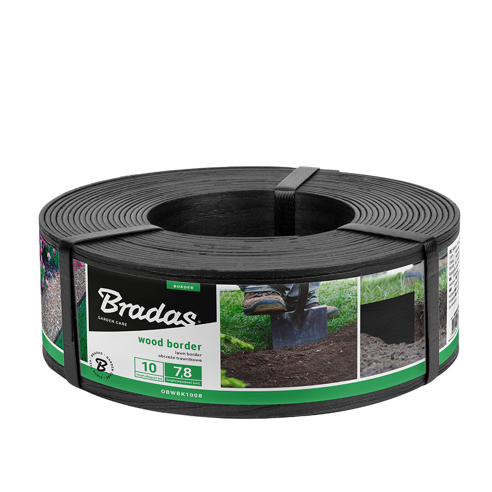 Obrzeże WOOD BORDER 78 x 2,8 mm x 10 m czarny Bradas