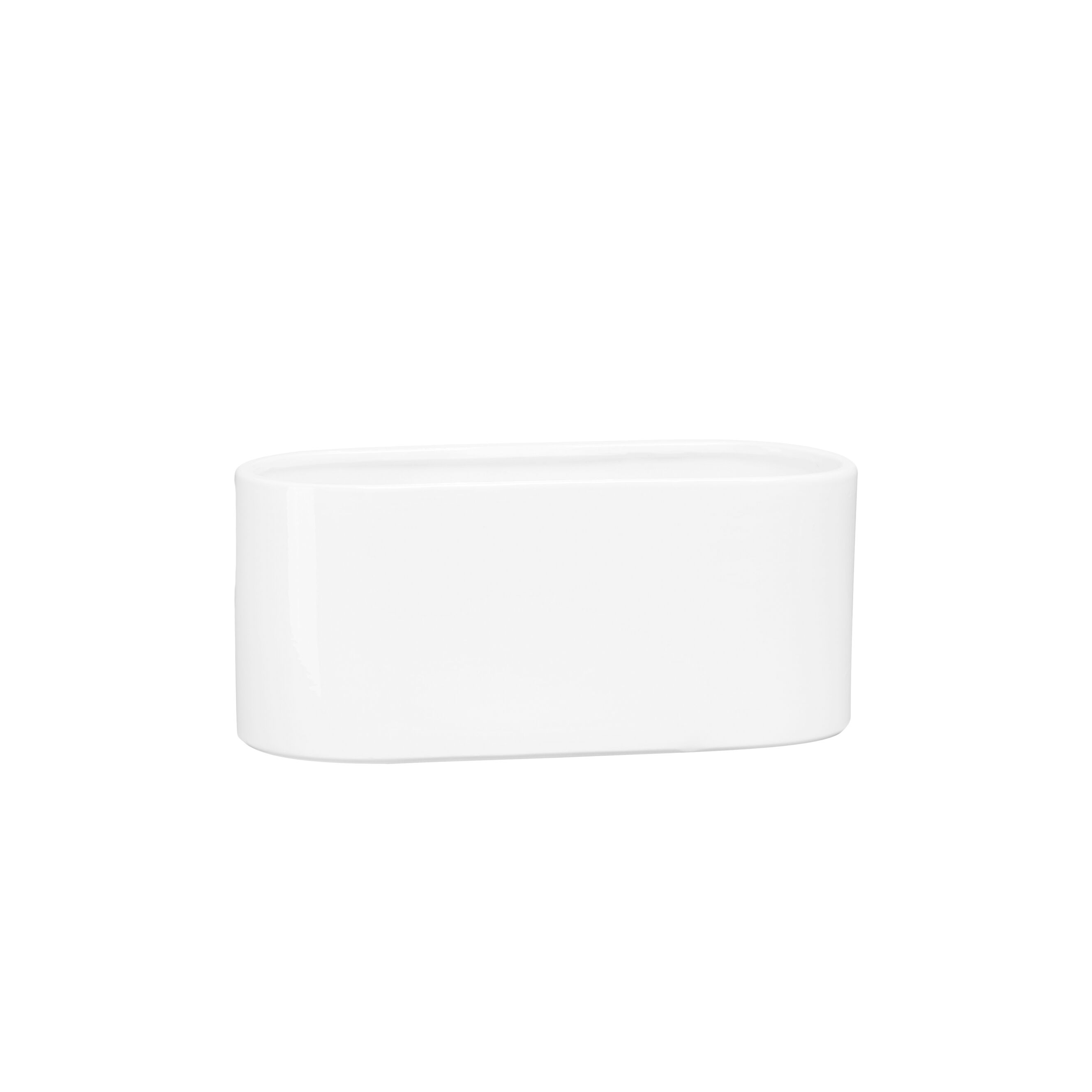 Osłonka ceramiczna ogródek storczyk 40 x 16,5 cm, biały (odcień szary) połysk symbol 650
