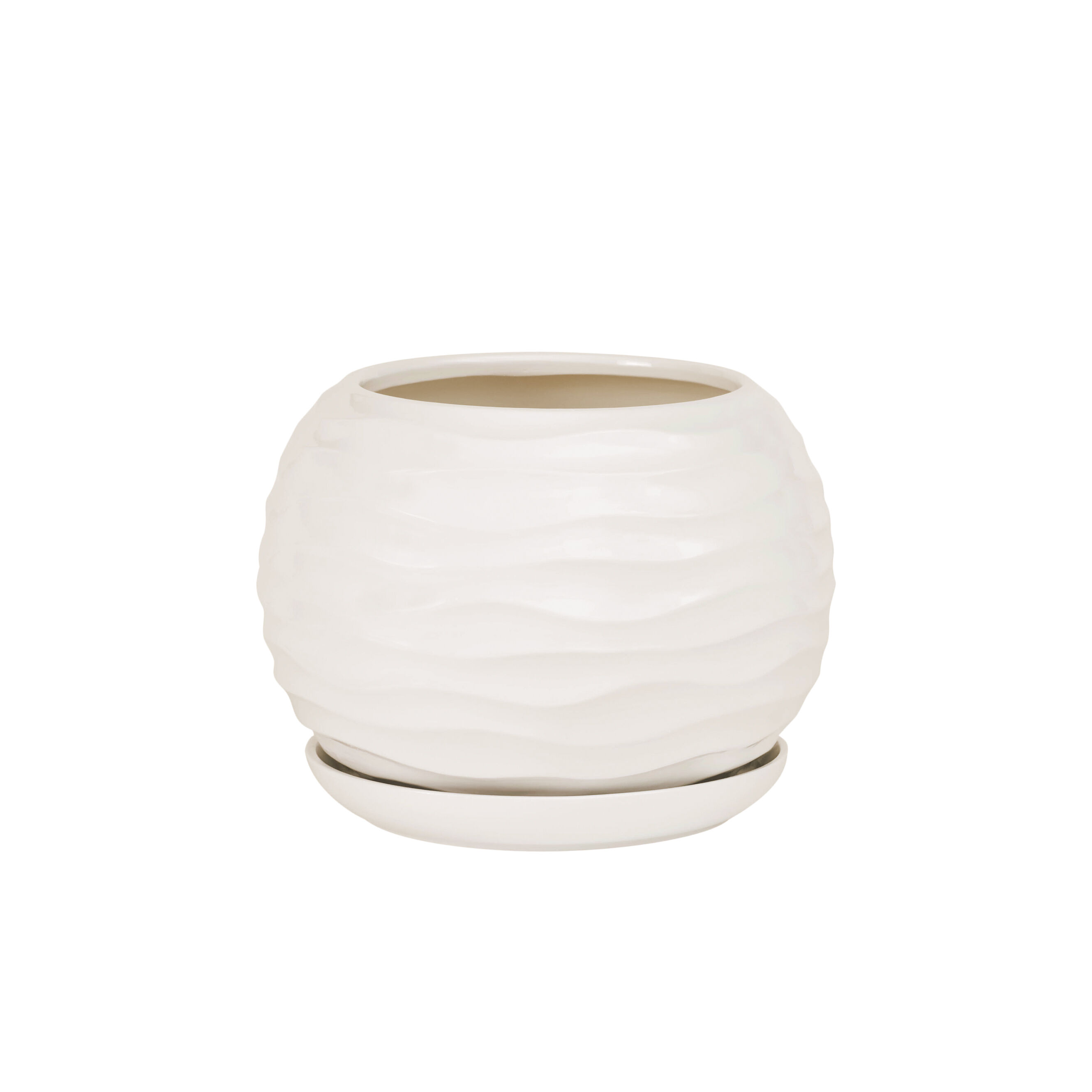 Doniczka ceramiczna z podstawką kula duna 16 x 14 cm krem mat symbol 2024