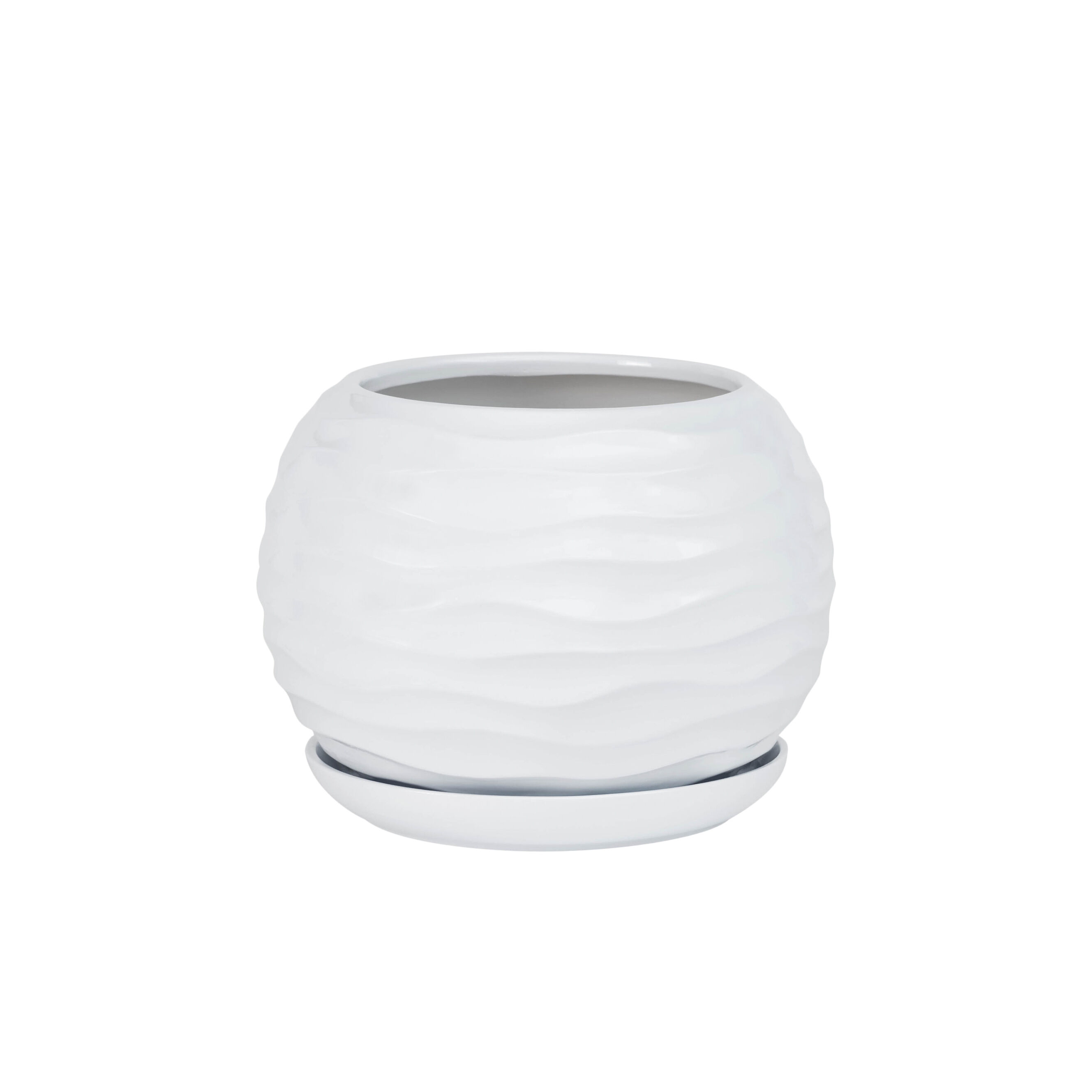 Doniczka ceramiczna z podstawką kula duna 29 x 23 cm biały mat symbol 2028