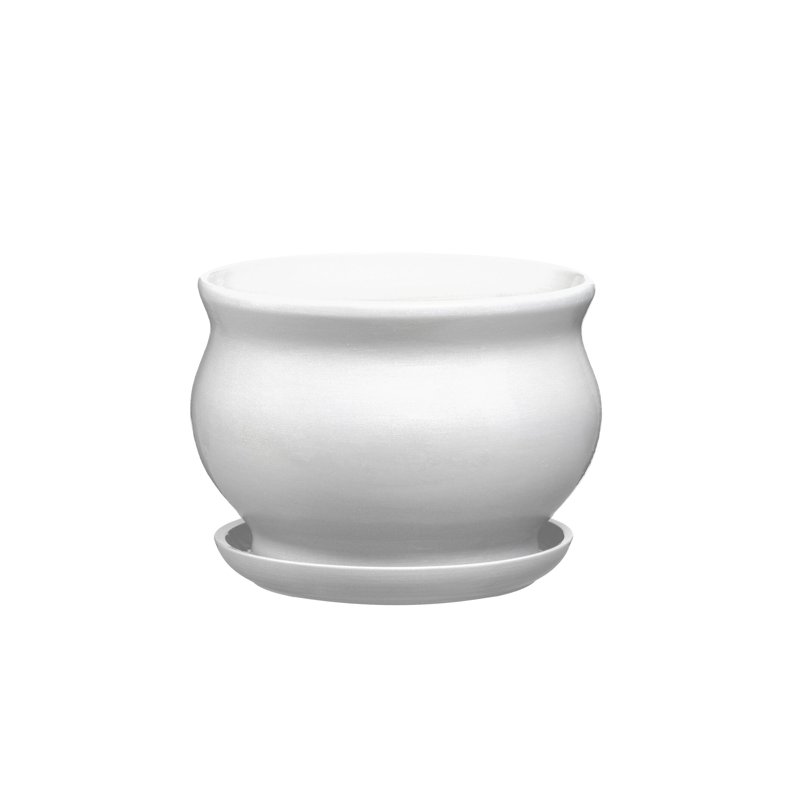 Doniczka ceramiczna z podstawką kokarda 10,5 x 13 cm biały mat symbol 662
