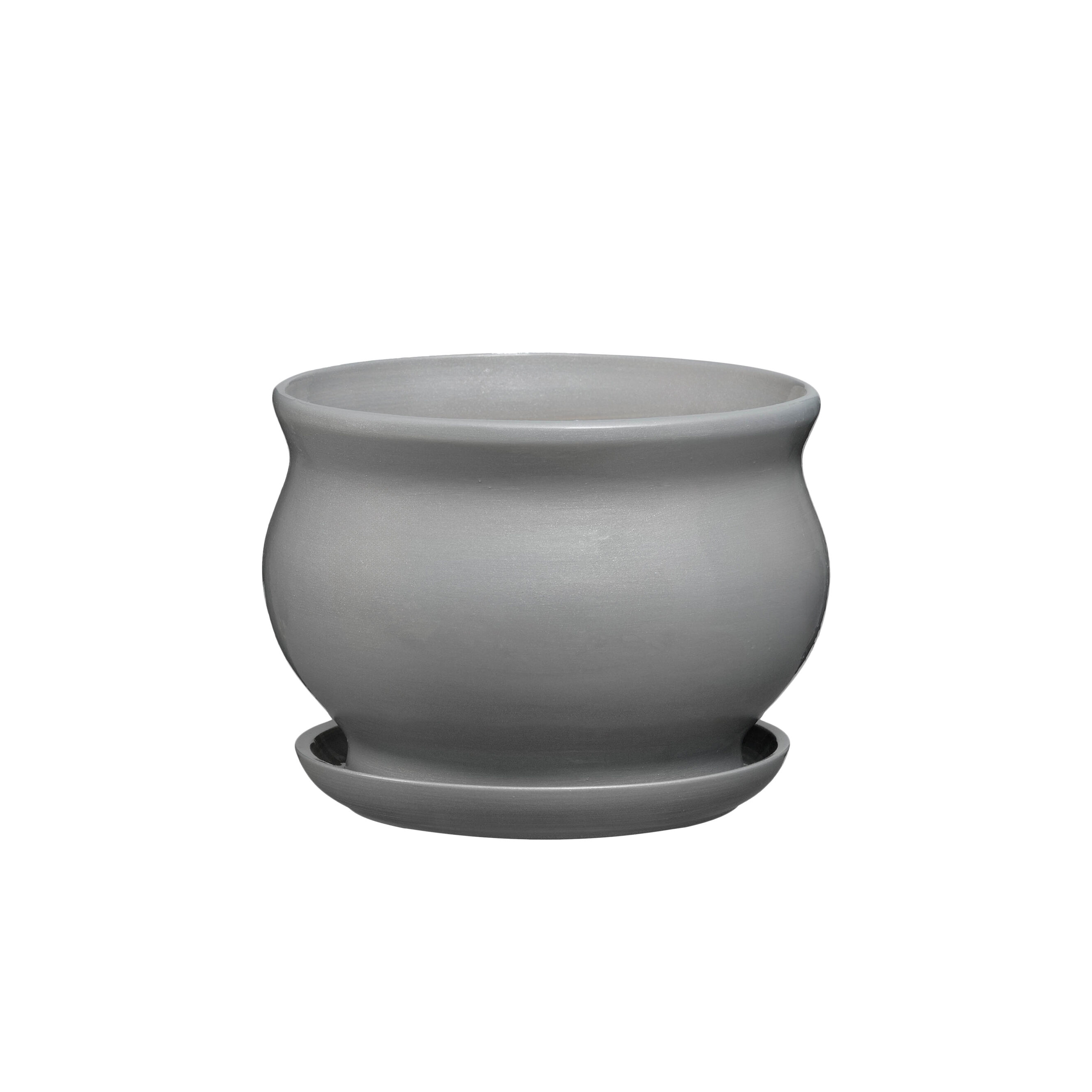 Doniczka ceramiczna z podstawką kokarda 13 x 17,5 cm szary mat symbol 661