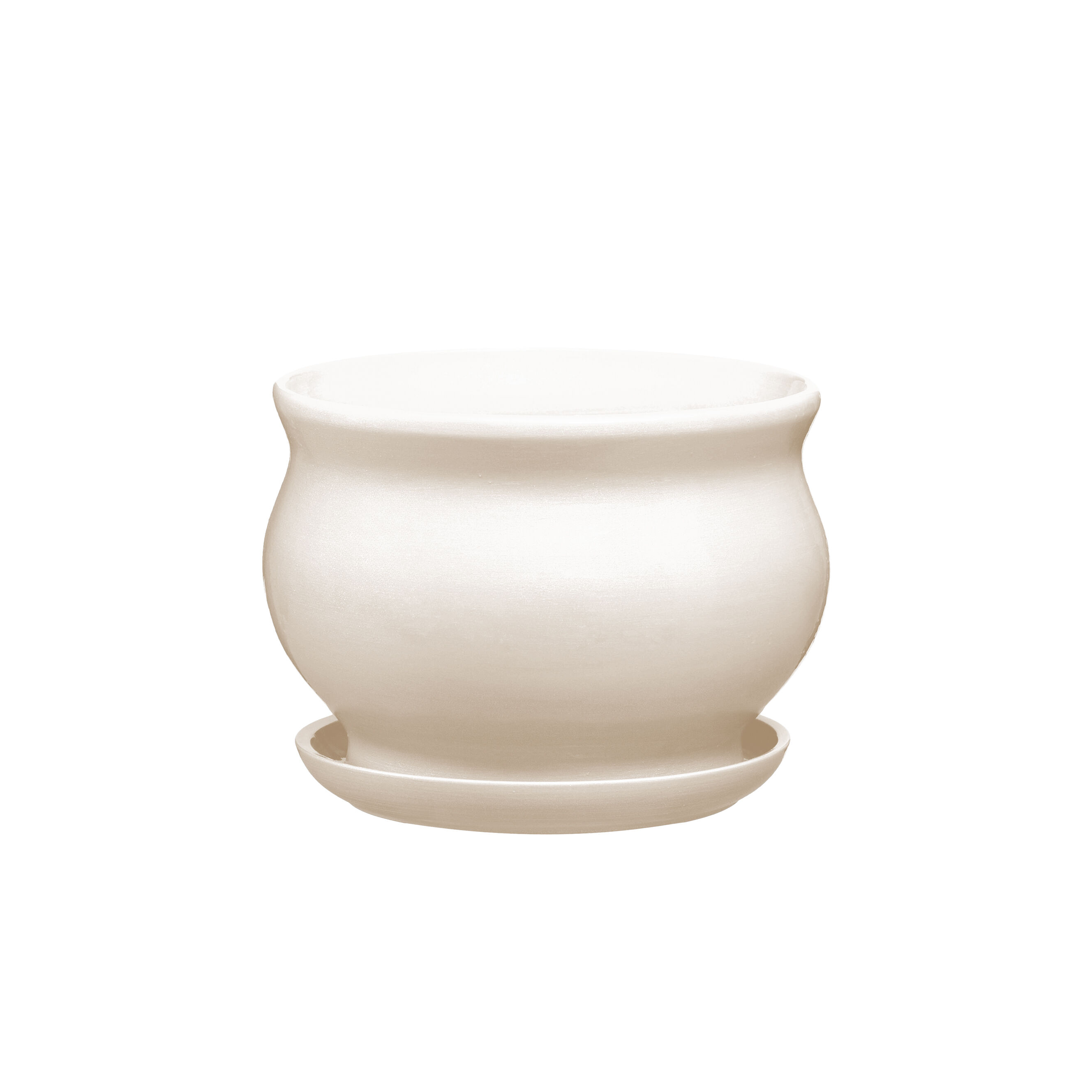Doniczka ceramiczna z podstawką kokarda 10,5 x 13 cm krem mat symbol 662