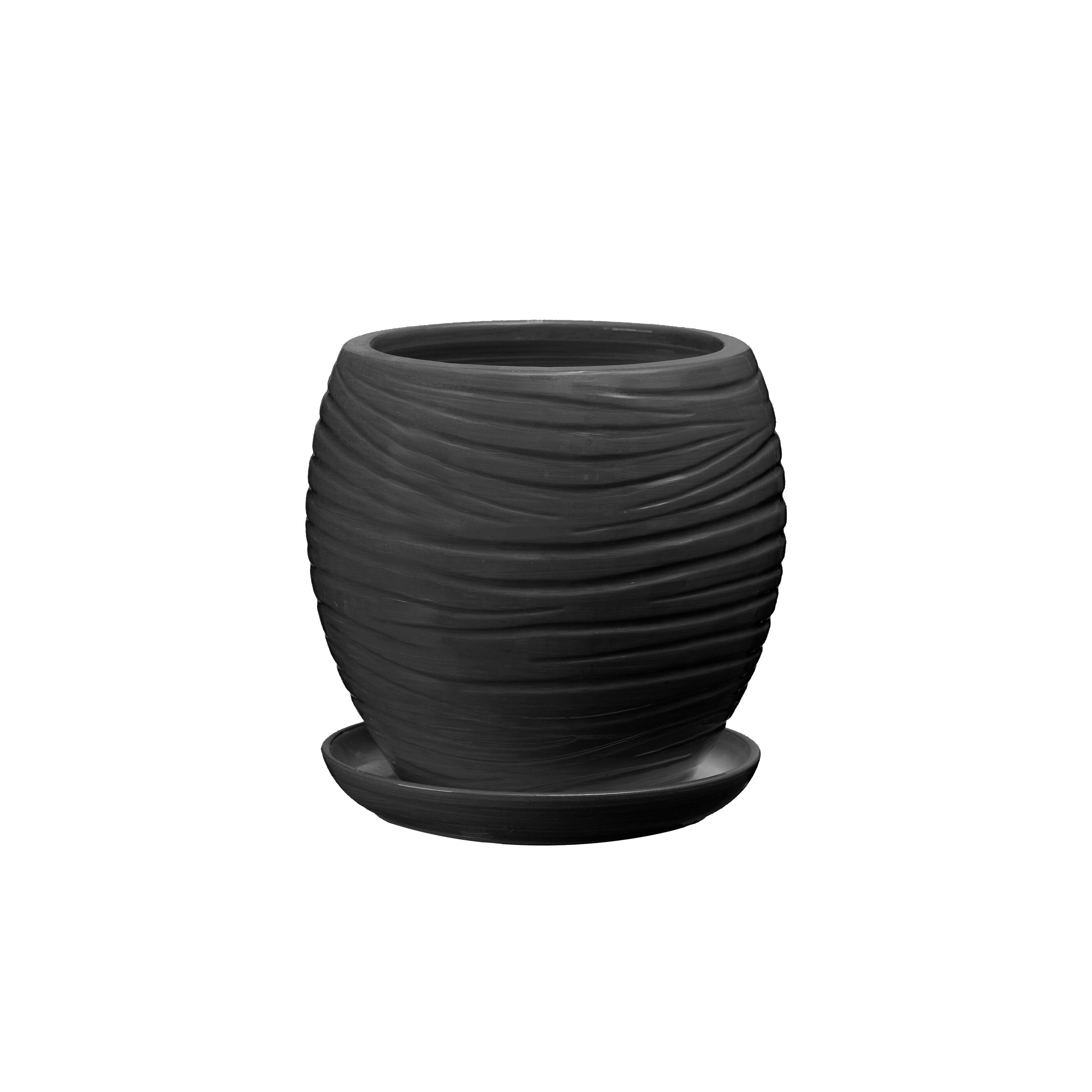 Doniczka ceramiczna z podstawką naomi 22 x 19 cm grafit mat symbol 1012