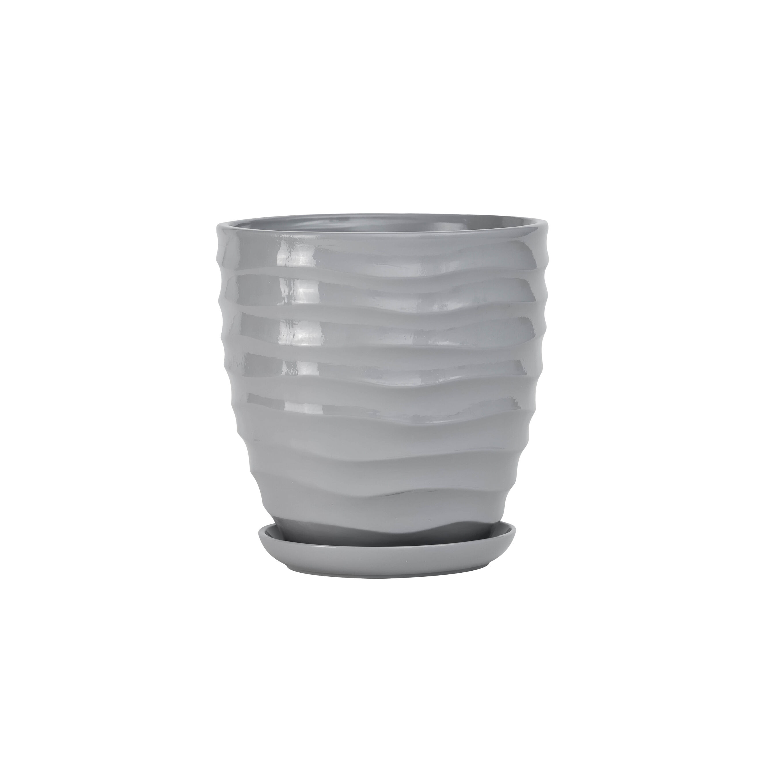 Doniczka ceramiczna z podstawką duna 22 x 21 cm szary połysk symbol 3012