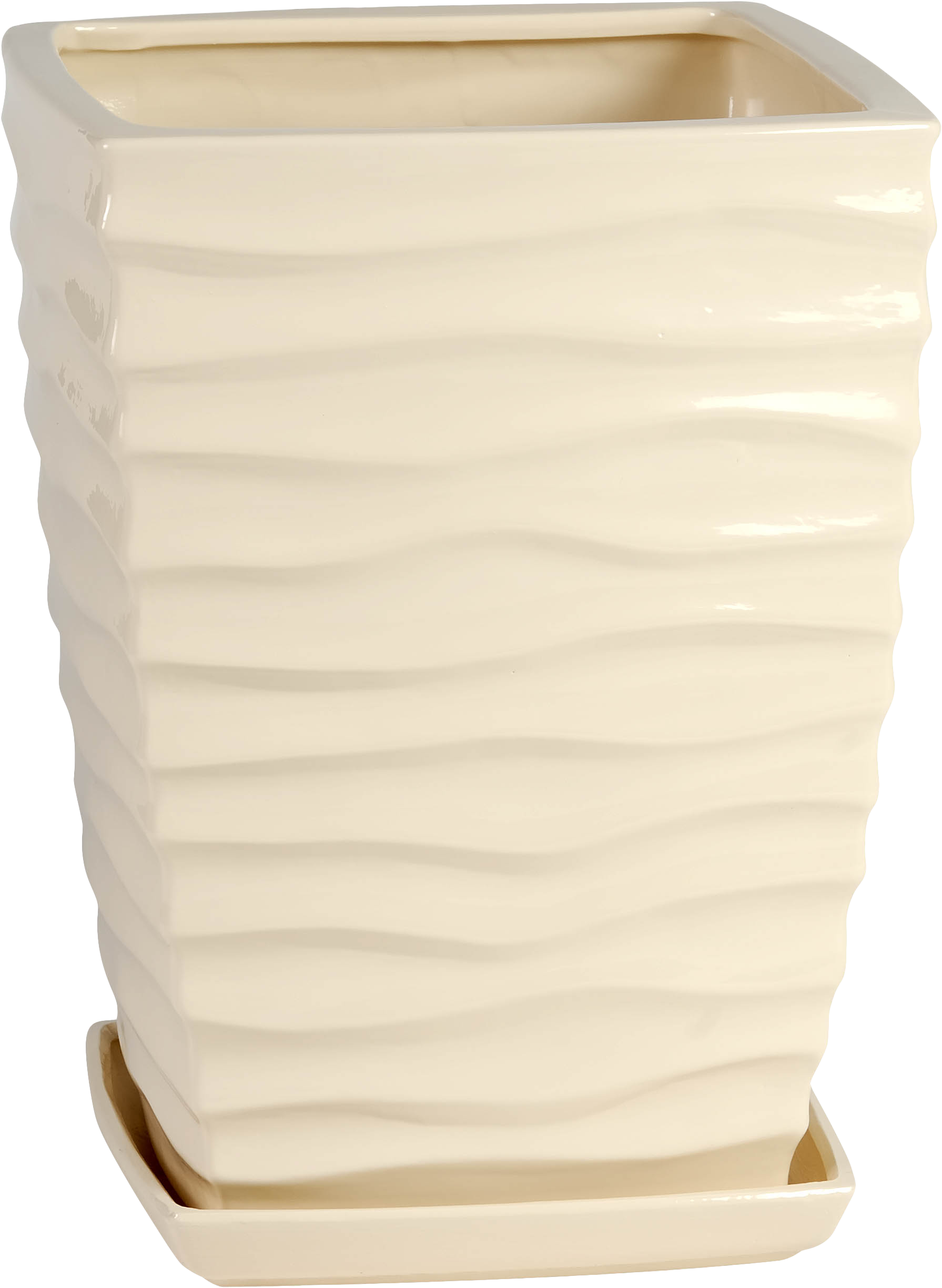 Doniczka ceramiczna z podstawką kwadrat duna 26 x 18 cm bordowy połysk symbol 040