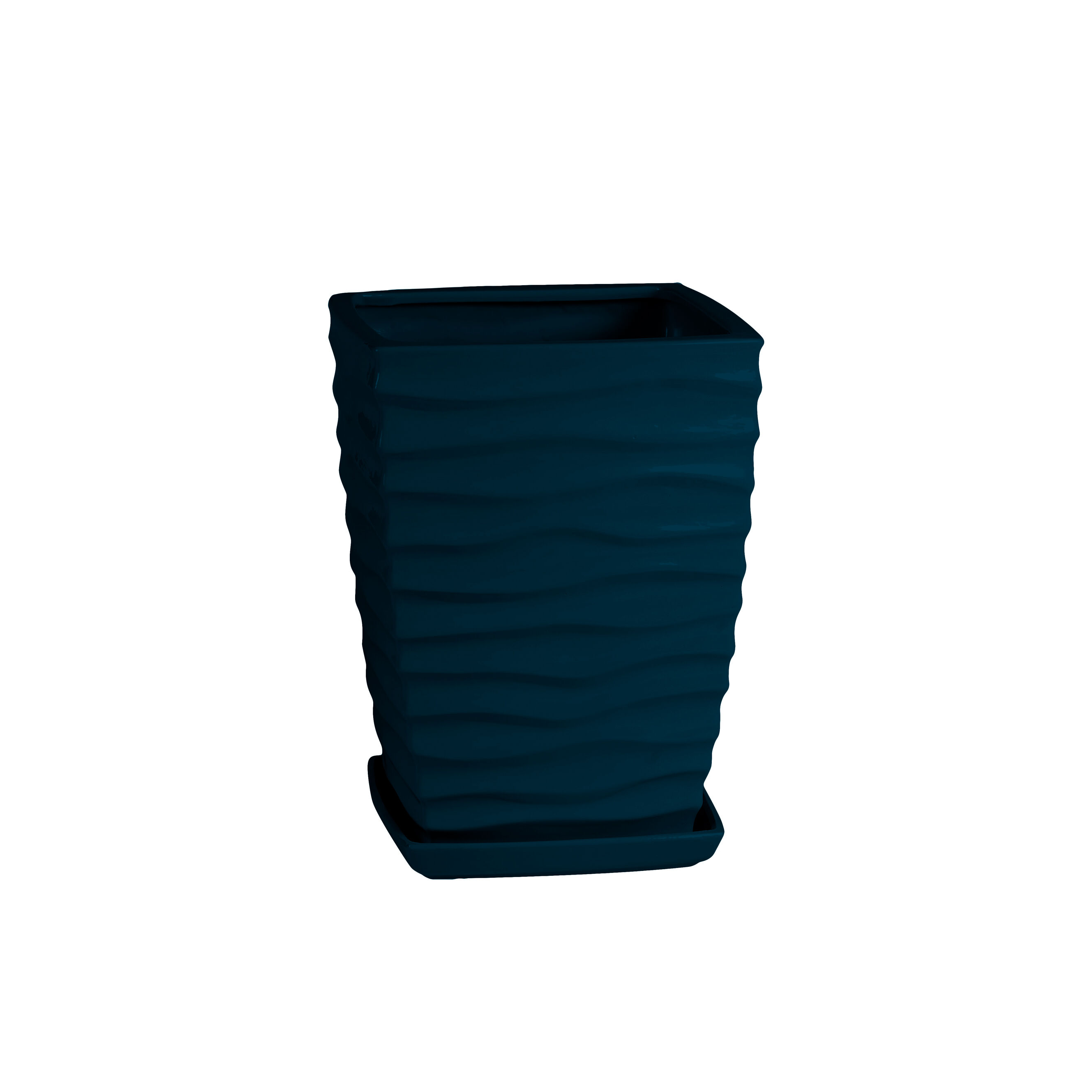Doniczka ceramiczna z podstawką kwadrat duna 33 x 24 cm antracyt połysk symbol 041