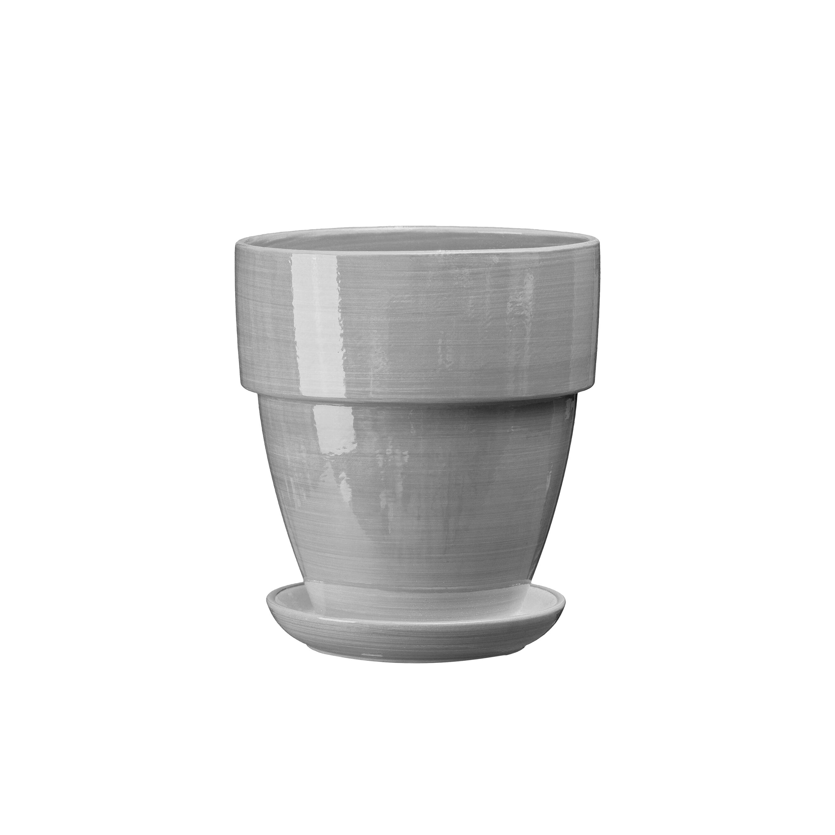 Doniczka ceramiczna z podstawką tina 14 x 13 cm szary połysk symbol 016