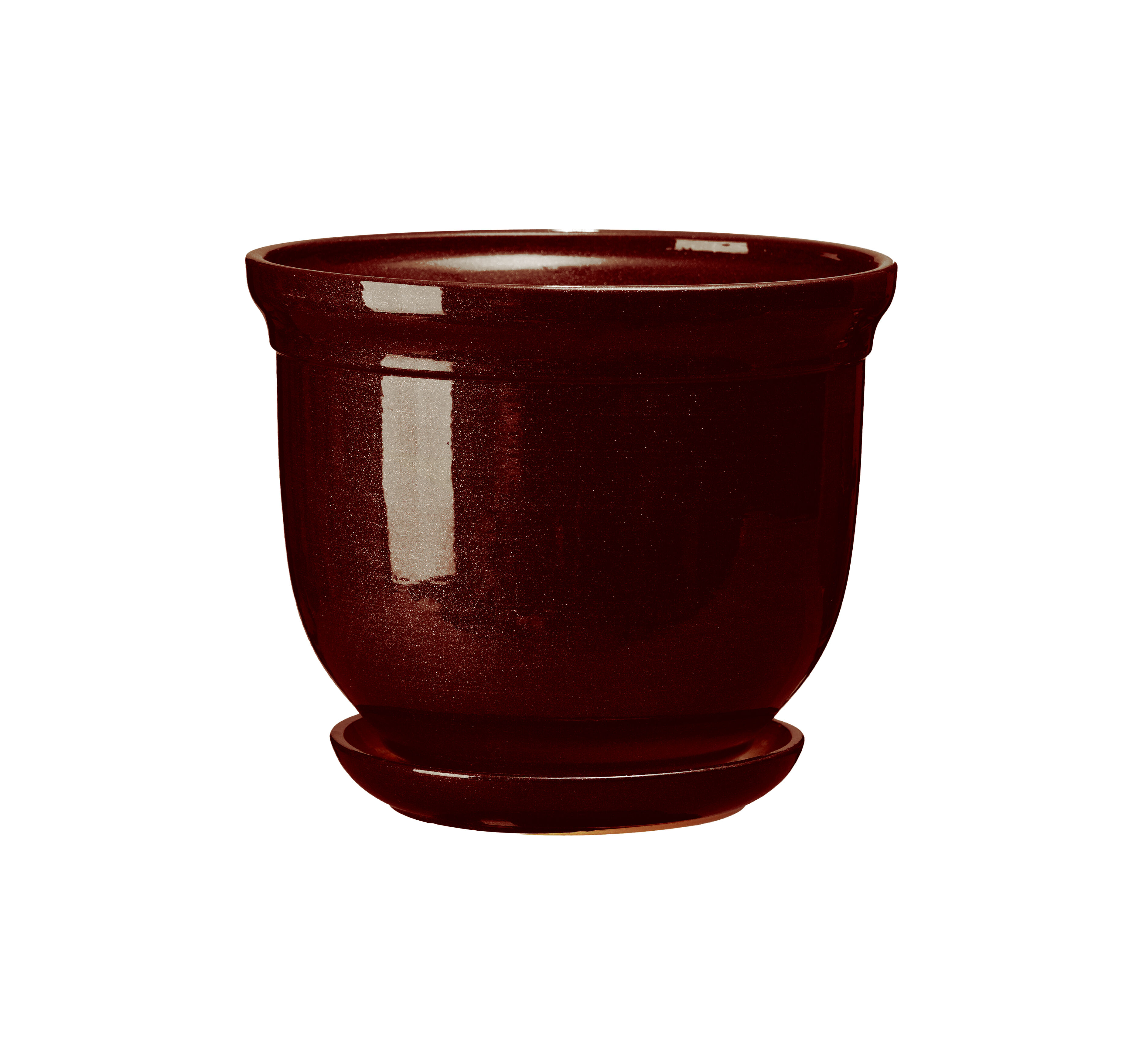 Doniczka ceramiczna z podstawką grecka 16 x 19,5 cm brąz połysk symbol 642